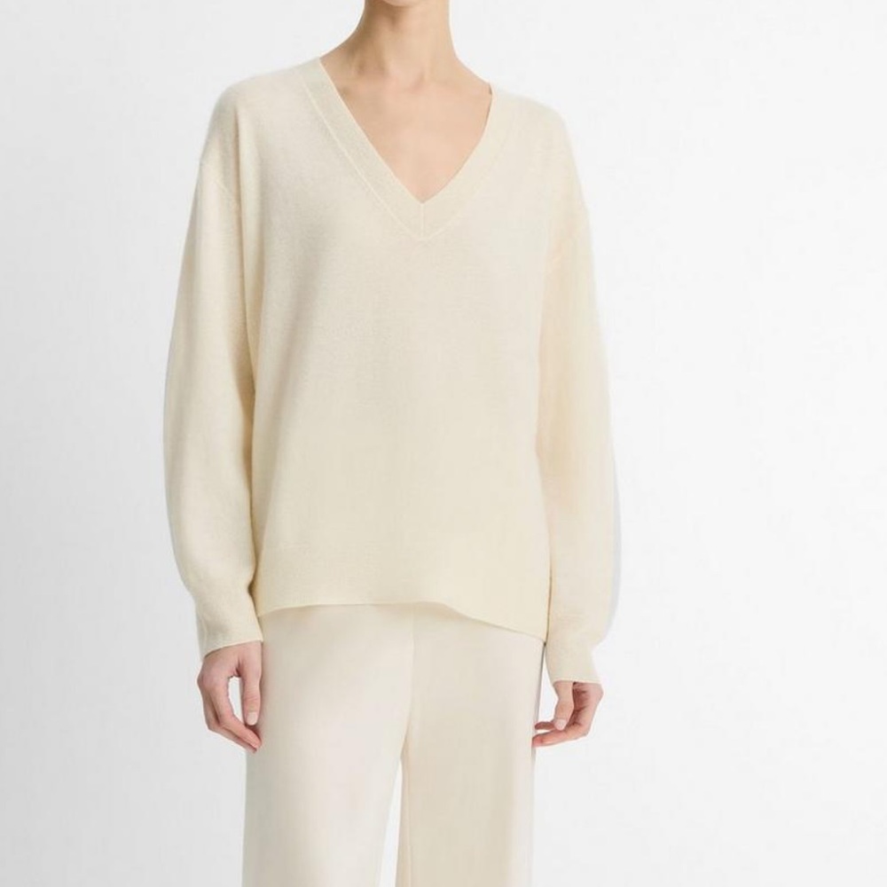 Vince Cream V-Neck Sweater